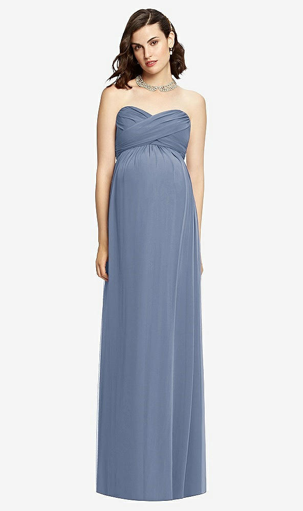 【STYLE: M426】Draped Bodice Strapless Maternity Dress【COLOR: Larkspur Blue】