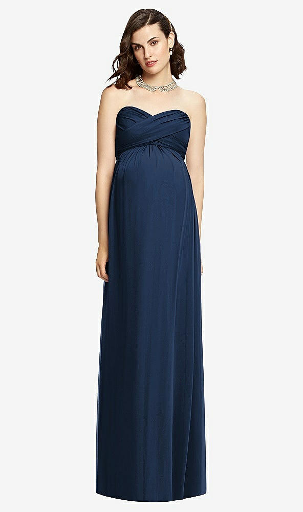 【STYLE: M426】Draped Bodice Strapless Maternity Dress【COLOR: Midnight Navy】