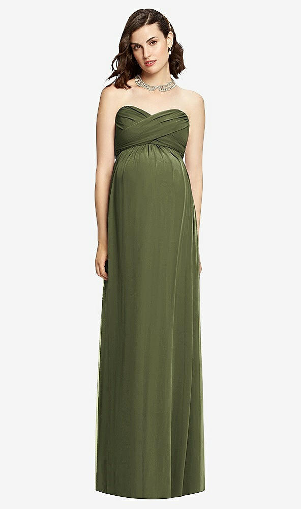 【STYLE: M426】Draped Bodice Strapless Maternity Dress【COLOR: Olive Green】
