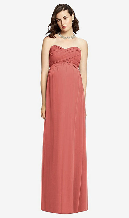 【STYLE: M426】Draped Bodice Strapless Maternity Dress【COLOR: Coral Pink】