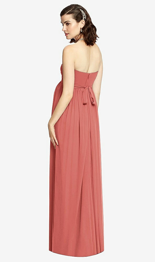 【STYLE: M426】Draped Bodice Strapless Maternity Dress【COLOR: Coral Pink】