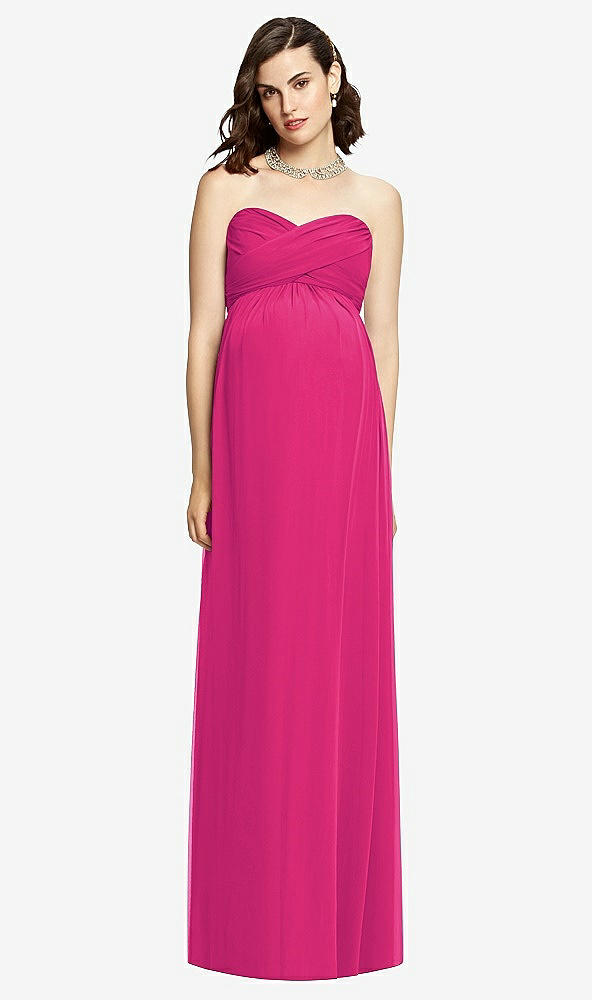 【STYLE: M426】Draped Bodice Strapless Maternity Dress【COLOR: Think Pink】
