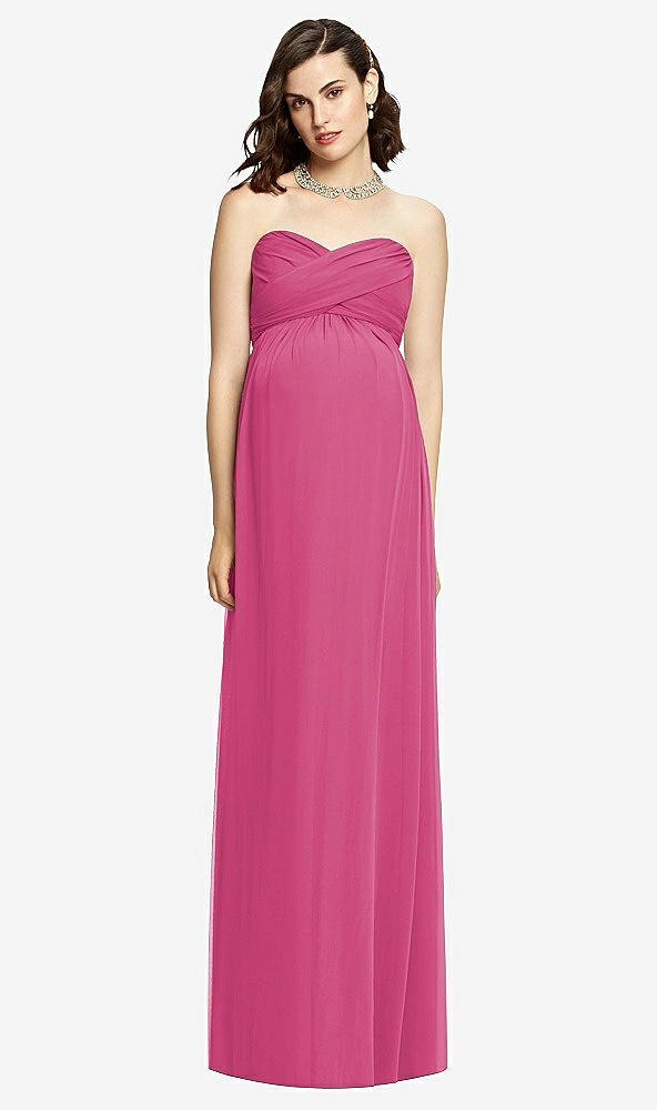【STYLE: M426】Draped Bodice Strapless Maternity Dress【COLOR: Tea Rose】