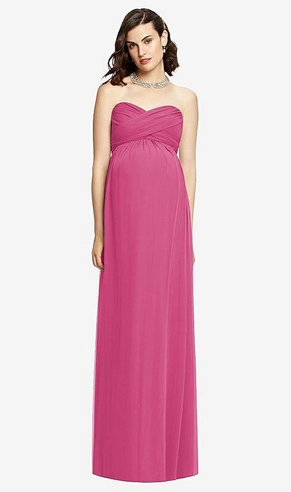 【STYLE: M426】Draped Bodice Strapless Maternity Dress【COLOR: Tea Rose】
