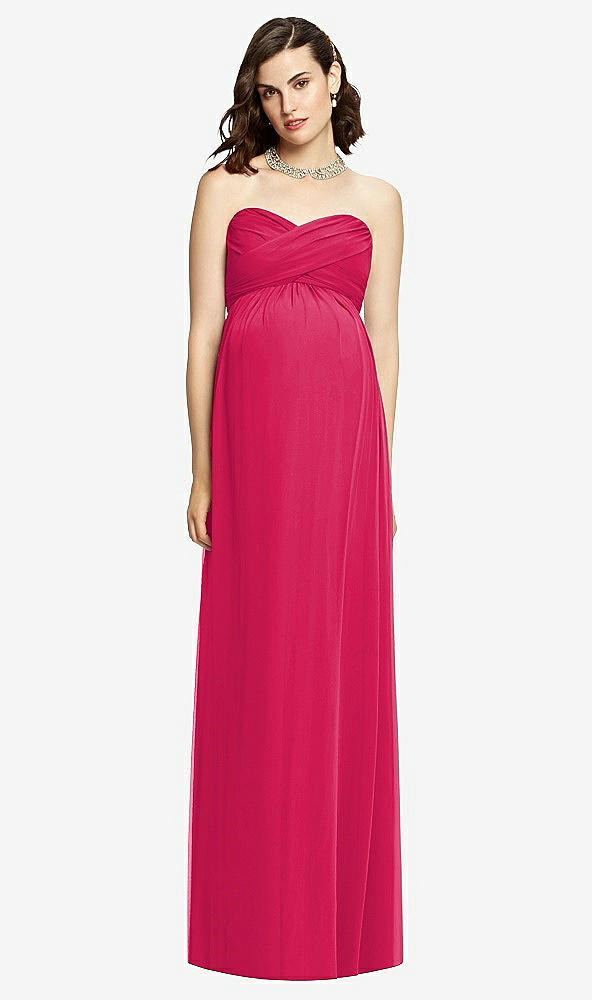 【STYLE: M426】Draped Bodice Strapless Maternity Dress【COLOR: Vivid Pink】