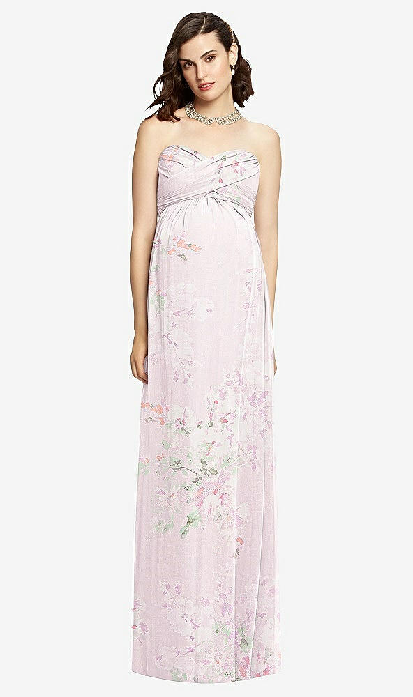 【STYLE: M426】Draped Bodice Strapless Maternity Dress【COLOR: Watercolor Print】