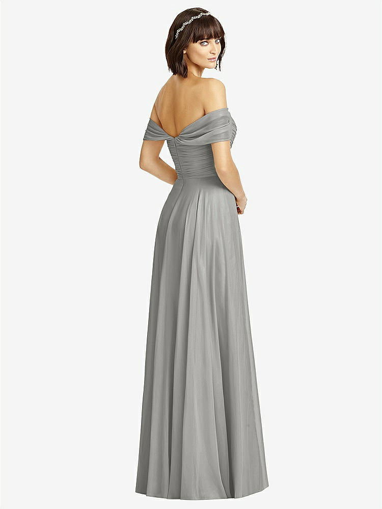 【STYLE: 2970】Off-the-Shoulder Draped Chiffon Maxi Dress【COLOR: Chelsea Gray】