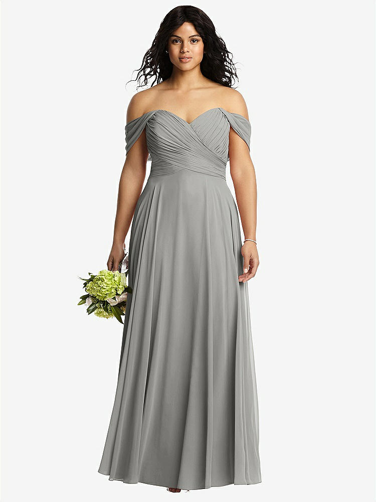 【STYLE: 2970】Off-the-Shoulder Draped Chiffon Maxi Dress【COLOR: Chelsea Gray】