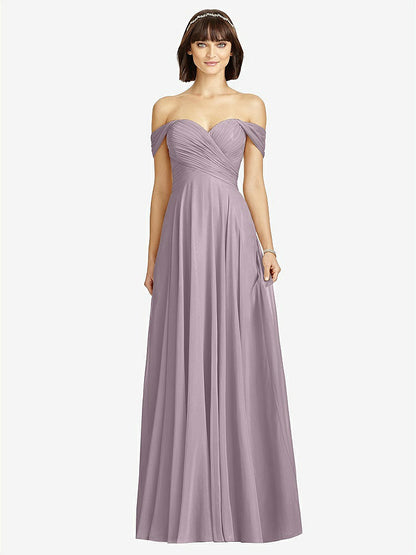 【NEW】【STYLE: 2970】オフショルダー ドレープ シフォン マキシ ドレス【COLOR: Lilac Dusk】【SIZE: 00-30W】