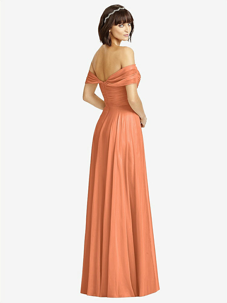 【STYLE: 2970】Off-the-Shoulder Draped Chiffon Maxi Dress【COLOR: Sweet Melon】