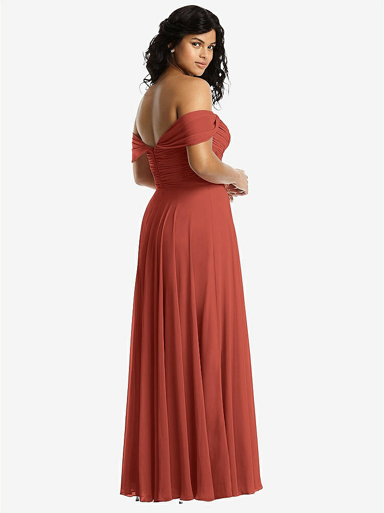 【STYLE: 2970】Off-the-Shoulder Draped Chiffon Maxi Dress【COLOR: Amber Sunset】
