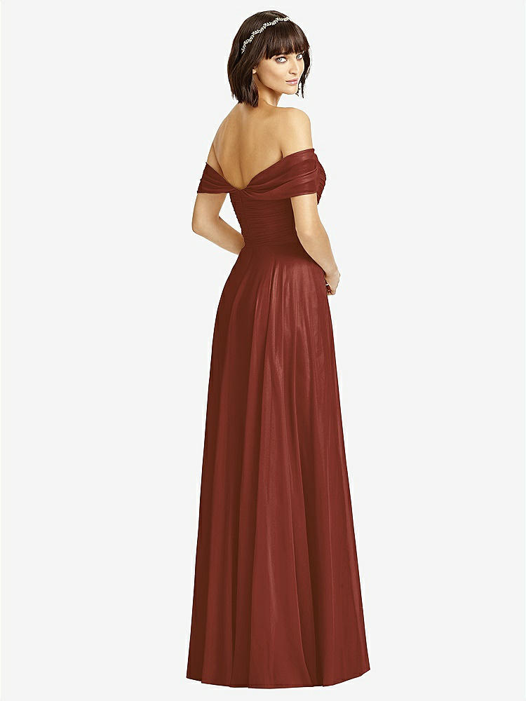 【STYLE: 2970】Off-the-Shoulder Draped Chiffon Maxi Dress【COLOR: Auburn Moon】