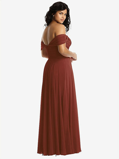 【STYLE: 2970】Off-the-Shoulder Draped Chiffon Maxi Dress【COLOR: Auburn Moon】