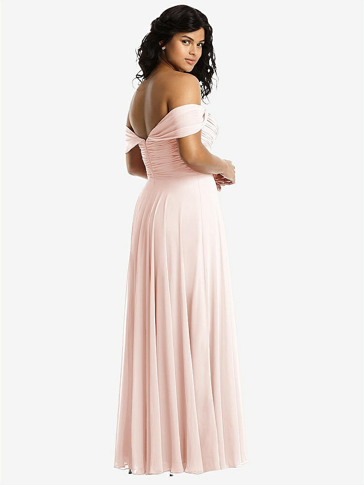 【NEW】【STYLE: 2970】オフショルダー ドレープ シフォン マキシ ドレス【COLOR: Blush】【SIZE: 00-30W】