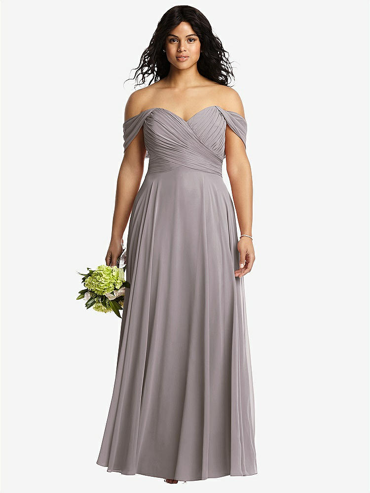 【STYLE: 2970】Off-the-Shoulder Draped Chiffon Maxi Dress【COLOR: Cashmere Gray】