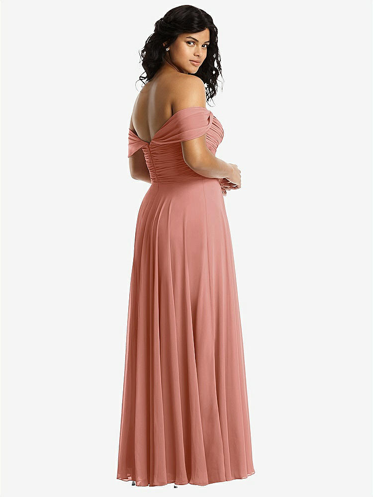 【NEW】【STYLE: 2970】オフショルダー ドレープ シフォン マキシ ドレス【COLOR: Desert Rose】【SIZE: 00-30W】