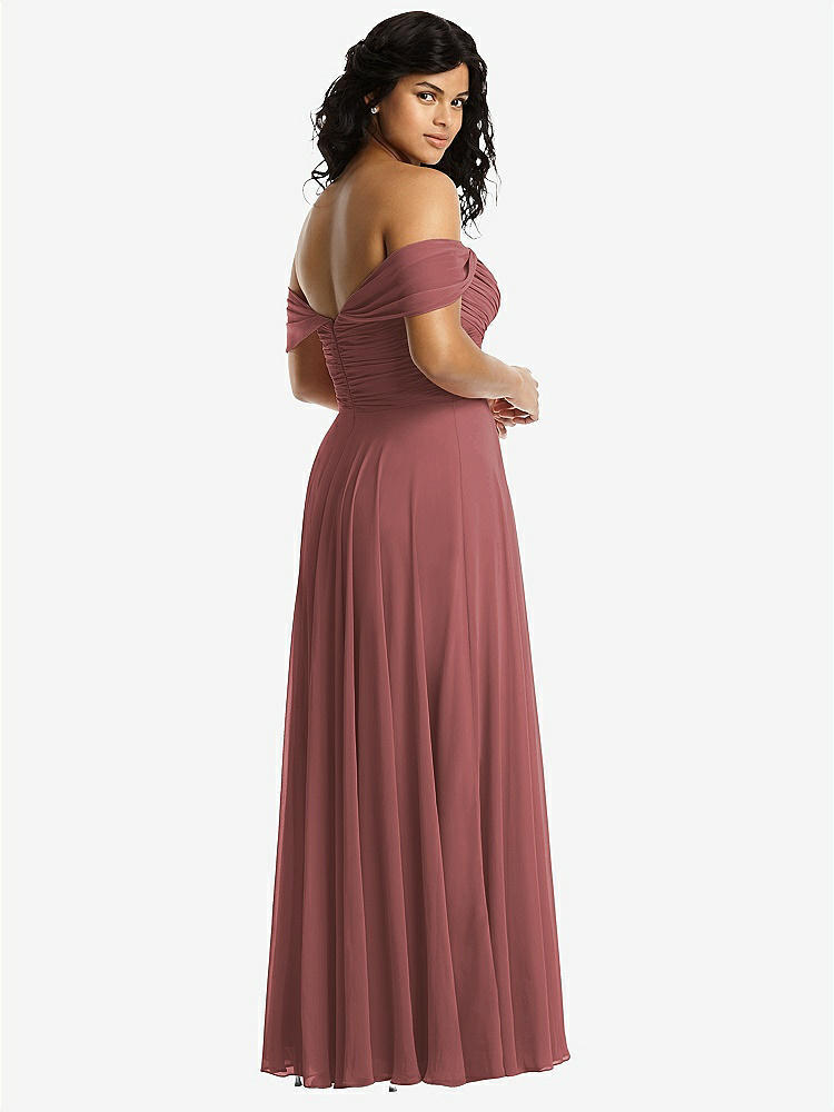 【NEW】【STYLE: 2970】オフショルダー ドレープ シフォン マキシ ドレス【COLOR: English Rose】【SIZE: 00-30W】