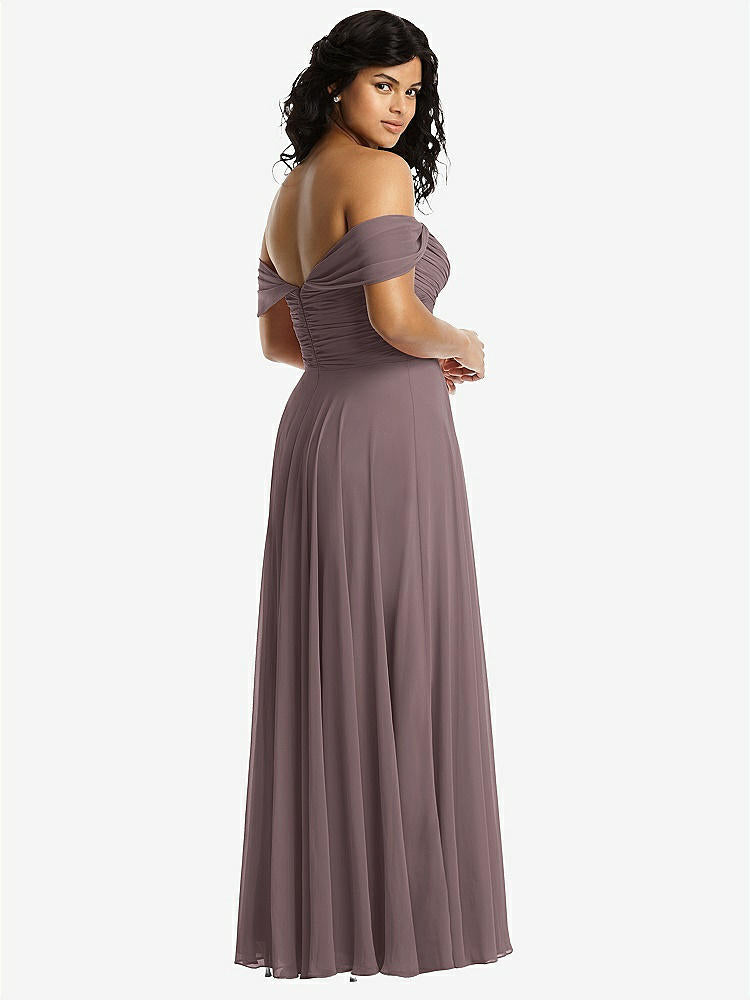【STYLE: 2970】Off-the-Shoulder Draped Chiffon Maxi Dress【COLOR: French Truffle】