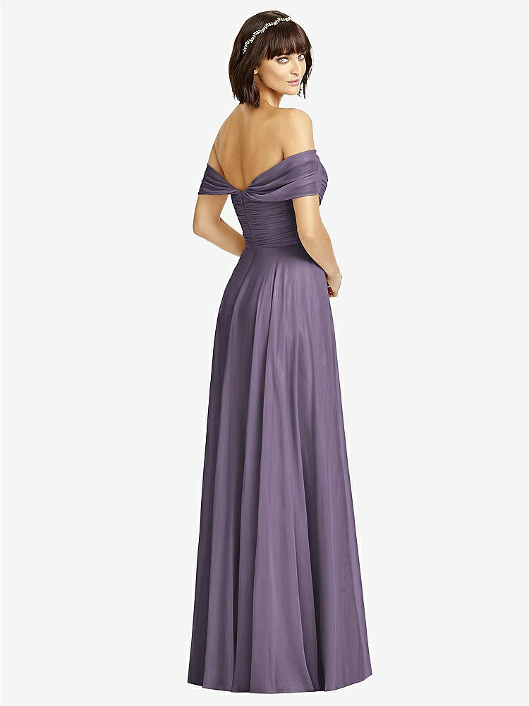 【NEW】【STYLE: 2970】オフショルダー ドレープ シフォン マキシ ドレス【COLOR: Lavender】【SIZE: 00-30W】
