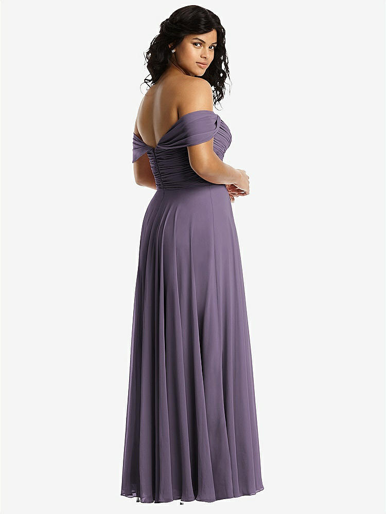 【NEW】【STYLE: 2970】オフショルダー ドレープ シフォン マキシ ドレス【COLOR: Lavender】【SIZE: 00-30W】