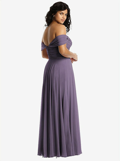 【NEW】【STYLE: 2970】オフショルダー ドレープ シフォン マキシ ドレス【COLOR: Lavender】【SIZE: 00-30W】