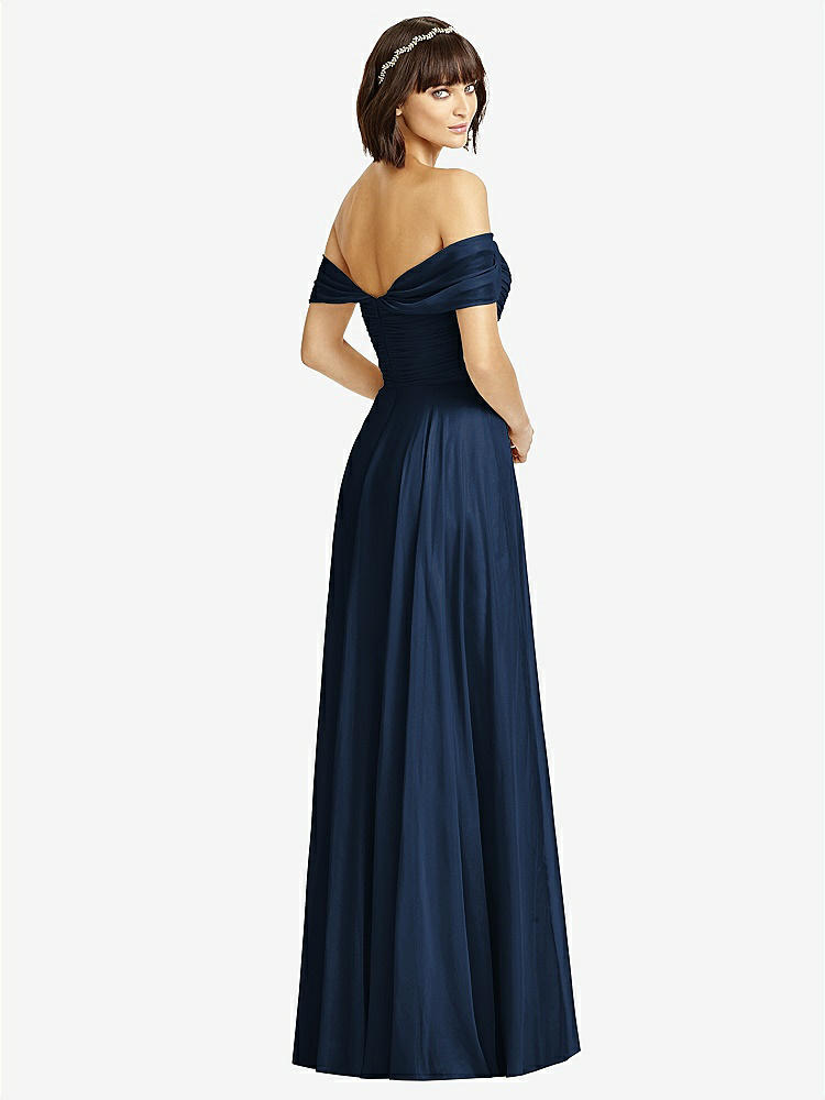 【NEW】【STYLE: 2970】オフショルダー ドレープ シフォン マキシ ドレス【COLOR: Midnight Navy】【SIZE: 00-30W】