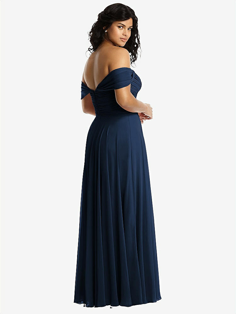 【NEW】【STYLE: 2970】オフショルダー ドレープ シフォン マキシ ドレス【COLOR: Midnight Navy】【SIZE: 00-30W】