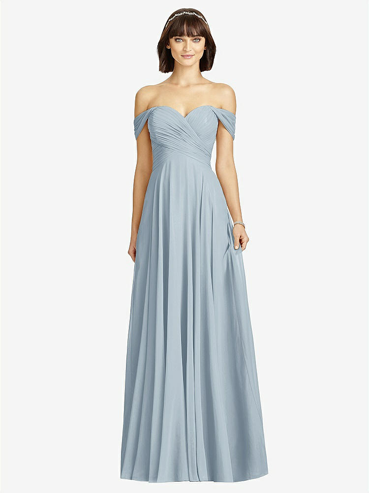 【STYLE: 2970】Off-the-Shoulder Draped Chiffon Maxi Dress【COLOR: Mist】