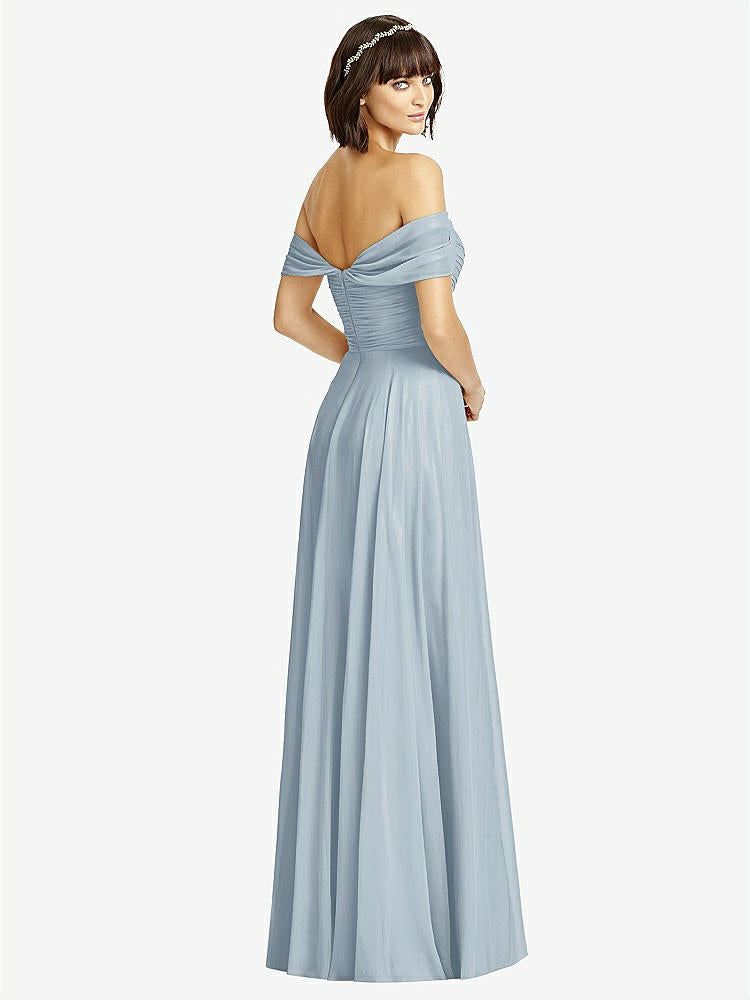 【STYLE: 2970】Off-the-Shoulder Draped Chiffon Maxi Dress【COLOR: Mist】