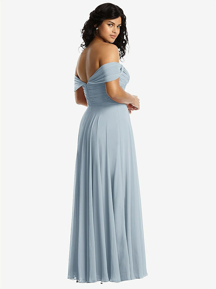 【STYLE: 2970】Off-the-Shoulder Draped Chiffon Maxi Dress【COLOR: Mist】