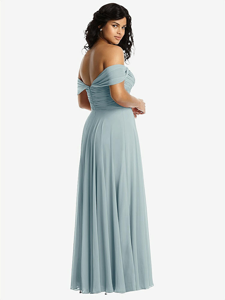 【NEW】【STYLE: 2970】オフショルダー ドレープ シフォン マキシ ドレス【COLOR: Morning Sky】【SIZE: 00-30W】
