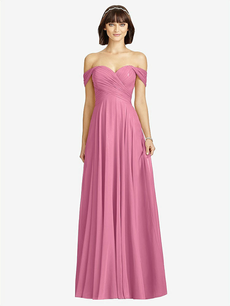 【STYLE: 2970】Off-the-Shoulder Draped Chiffon Maxi Dress【COLOR: Orchid Pink】