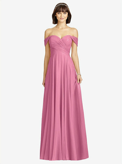 【STYLE: 2970】Off-the-Shoulder Draped Chiffon Maxi Dress【COLOR: Orchid Pink】