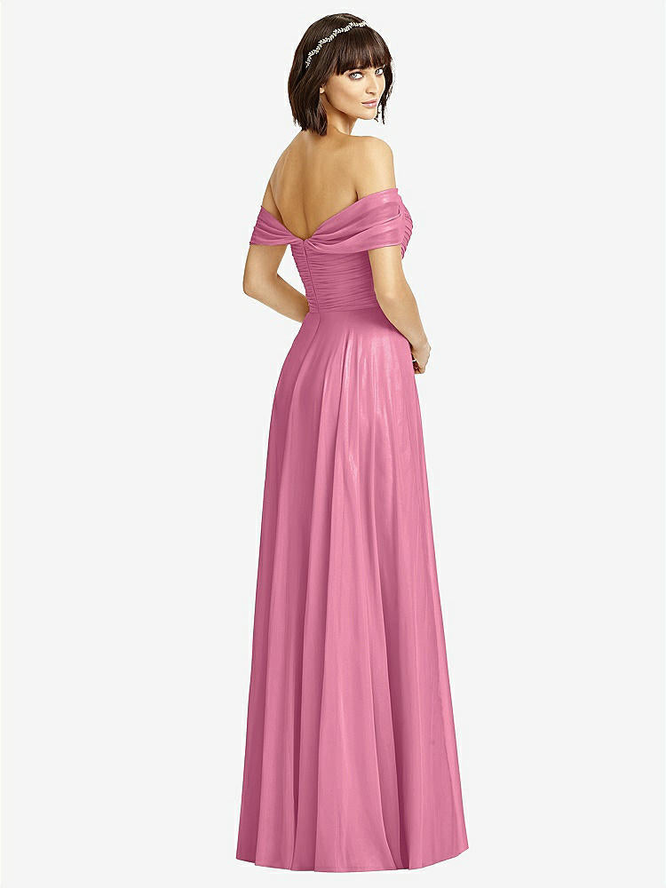 【STYLE: 2970】Off-the-Shoulder Draped Chiffon Maxi Dress【COLOR: Orchid Pink】