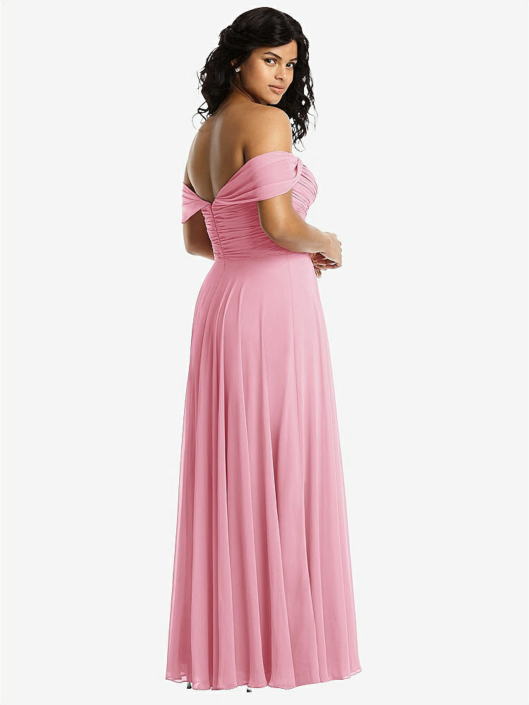 【NEW】【STYLE: 2970】オフショルダー ドレープ シフォン マキシ ドレス【COLOR: Peony Pink】【SIZE: 00-30W】