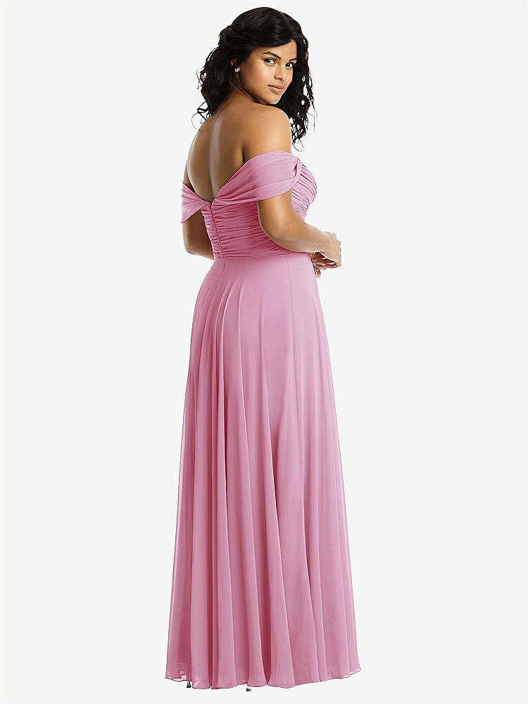 【NEW】【STYLE: 2970】オフショルダー ドレープ シフォン マキシ ドレス【COLOR: Powder Pink】【SIZE: 00-30W】