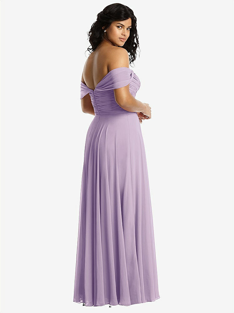 【NEW】【STYLE: 2970】オフショルダー ドレープ シフォン マキシ ドレス【COLOR: Pale Purple】【SIZE: 00-30W】