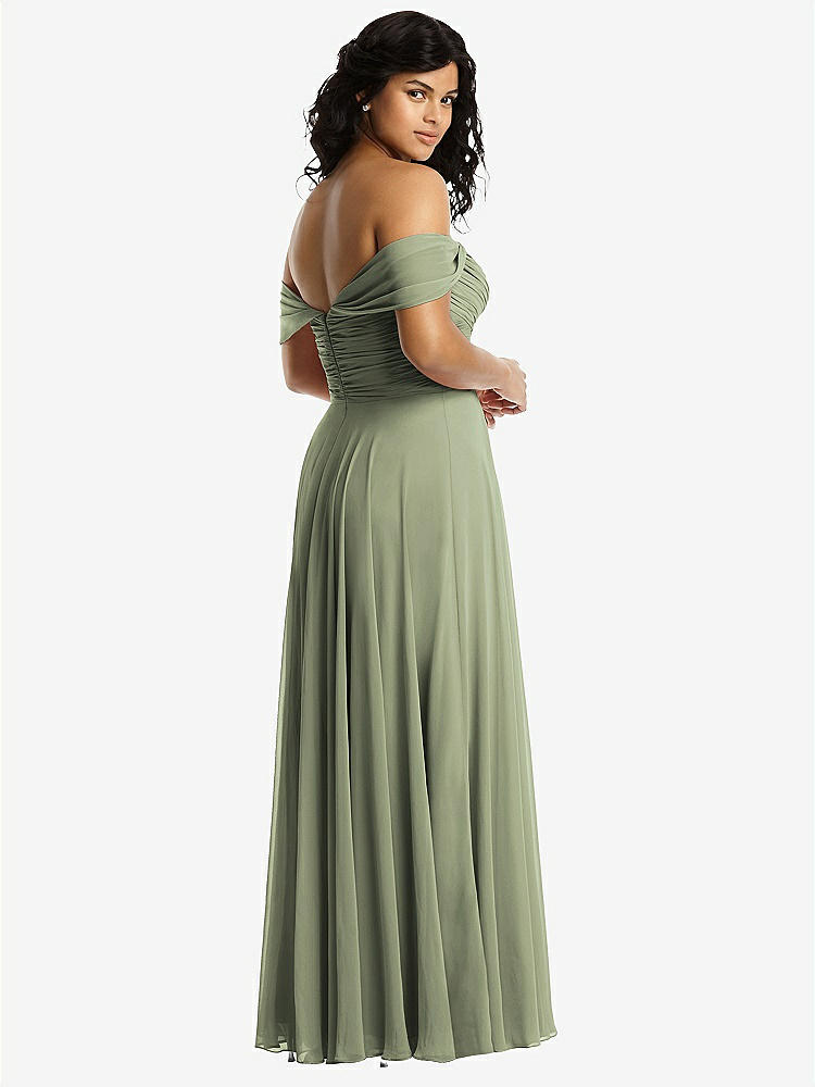 【STYLE: 2970】Off-the-Shoulder Draped Chiffon Maxi Dress【COLOR: Sage】