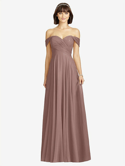 【STYLE: 2970】Off-the-Shoulder Draped Chiffon Maxi Dress【COLOR: Sienna】