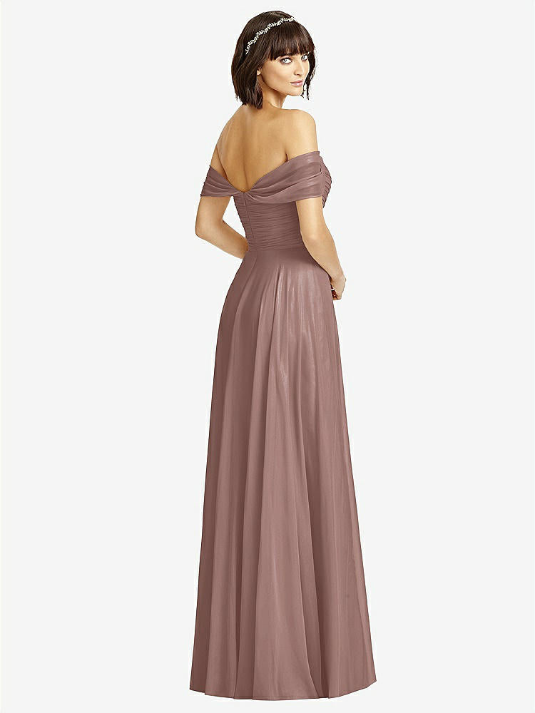 【STYLE: 2970】Off-the-Shoulder Draped Chiffon Maxi Dress【COLOR: Sienna】