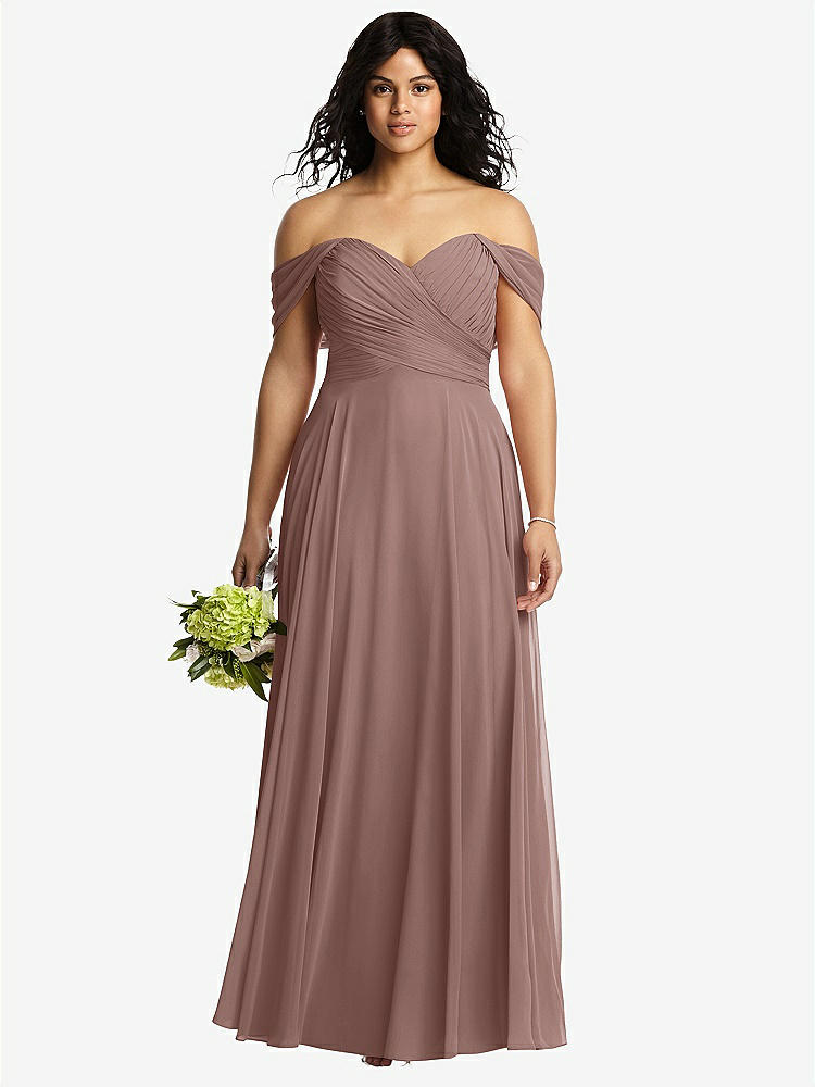 【STYLE: 2970】Off-the-Shoulder Draped Chiffon Maxi Dress【COLOR: Sienna】