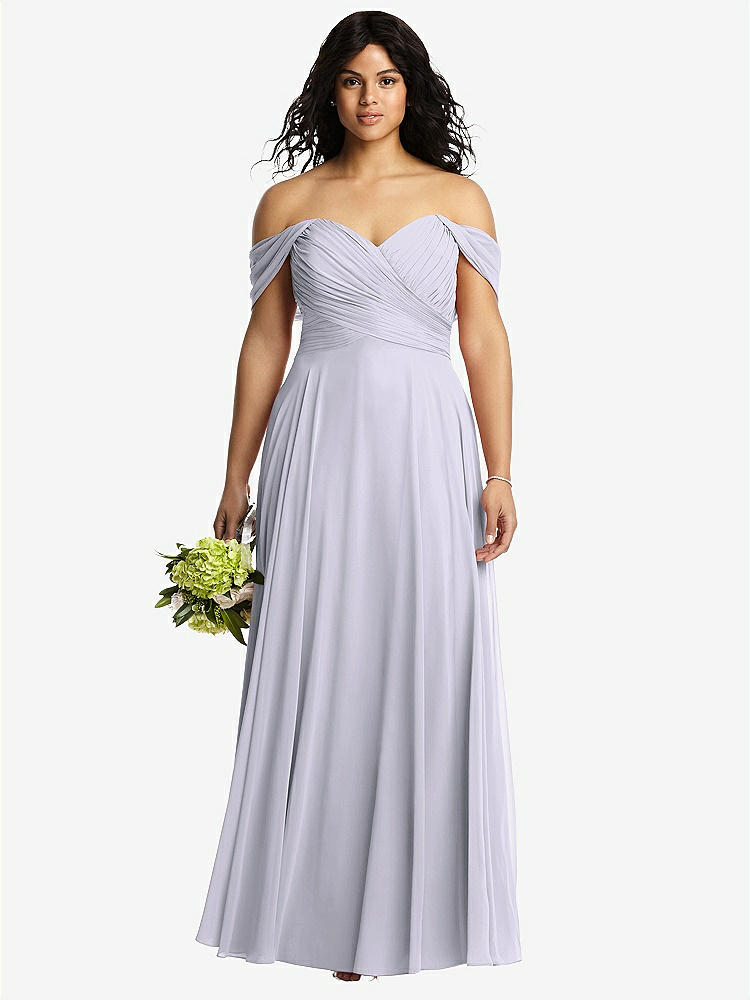 【STYLE: 2970】Off-the-Shoulder Draped Chiffon Maxi Dress【COLOR: Silver Dove】