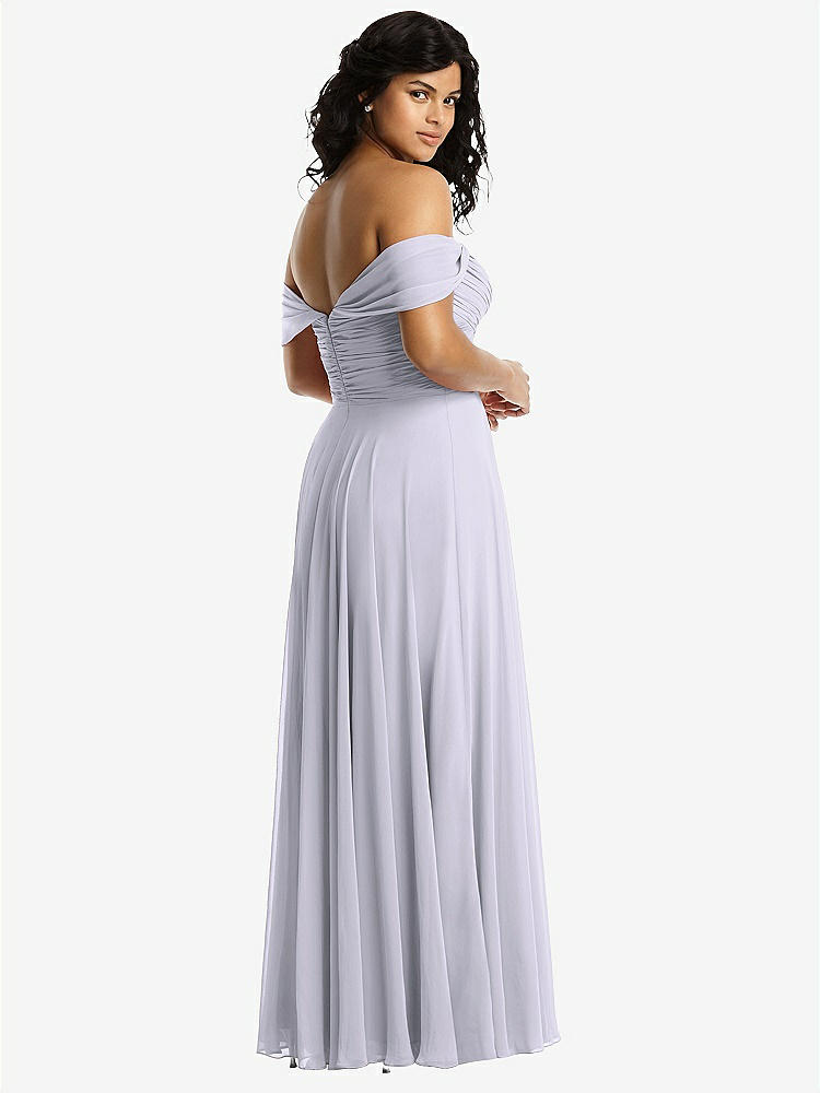 【STYLE: 2970】Off-the-Shoulder Draped Chiffon Maxi Dress【COLOR: Silver Dove】