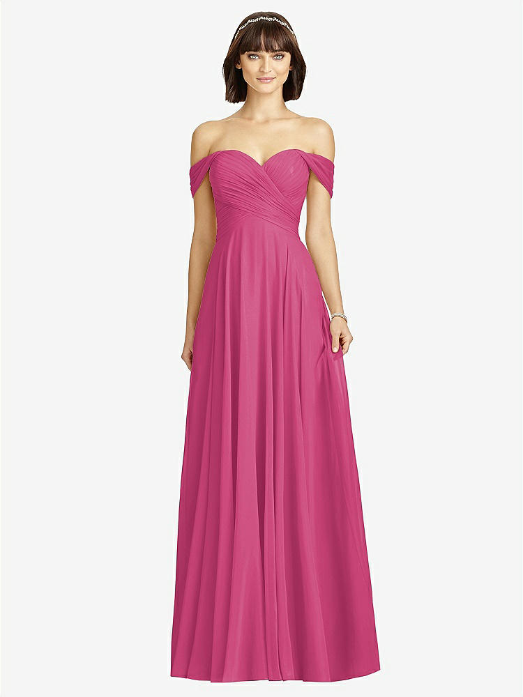【STYLE: 2970】Off-the-Shoulder Draped Chiffon Maxi Dress【COLOR: Tea Rose】
