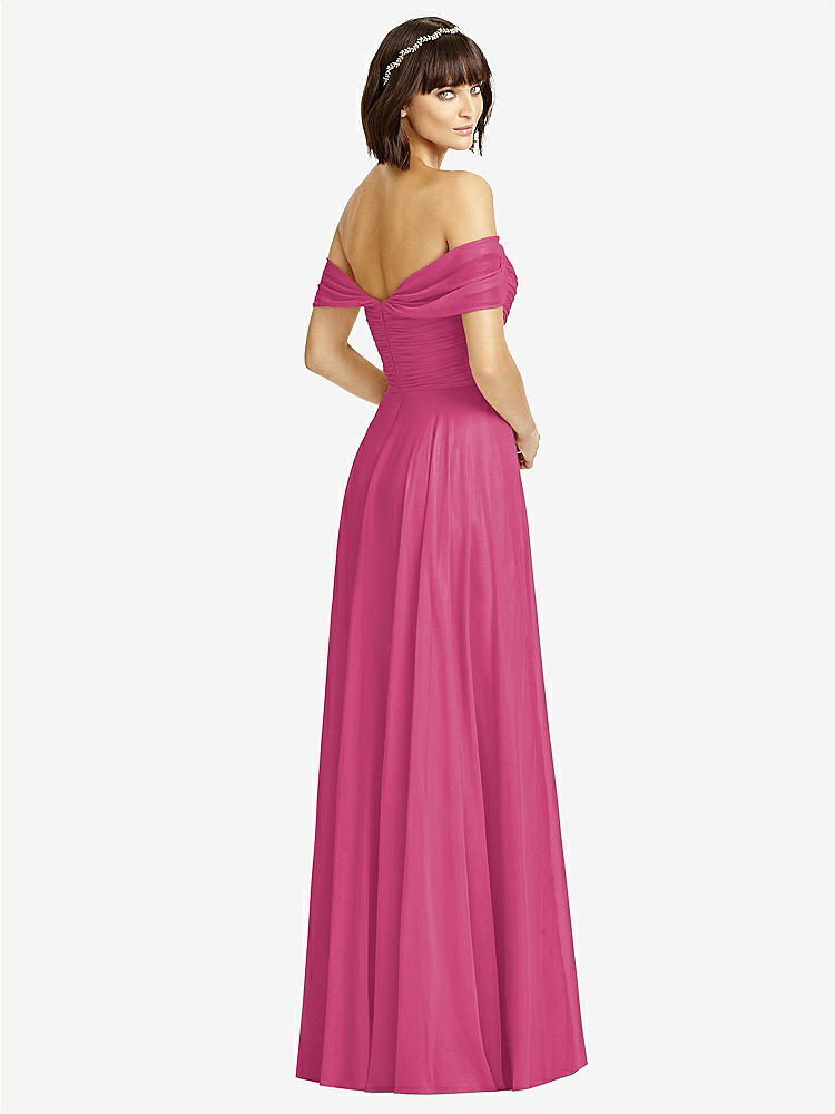 【STYLE: 2970】Off-the-Shoulder Draped Chiffon Maxi Dress【COLOR: Tea Rose】