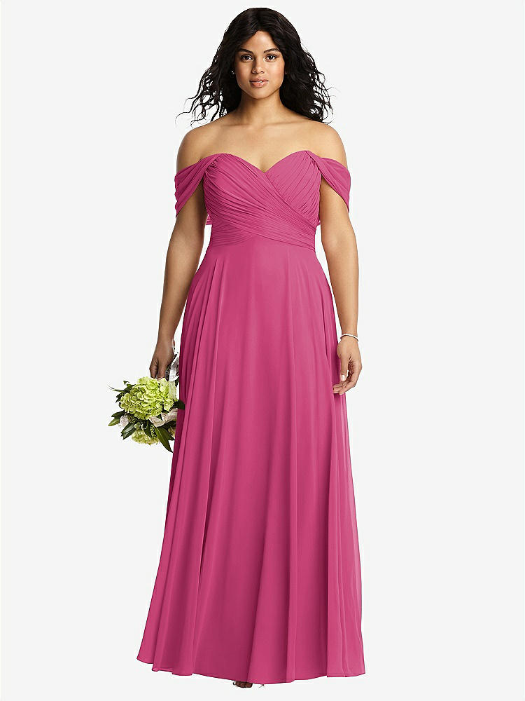 【STYLE: 2970】Off-the-Shoulder Draped Chiffon Maxi Dress【COLOR: Tea Rose】