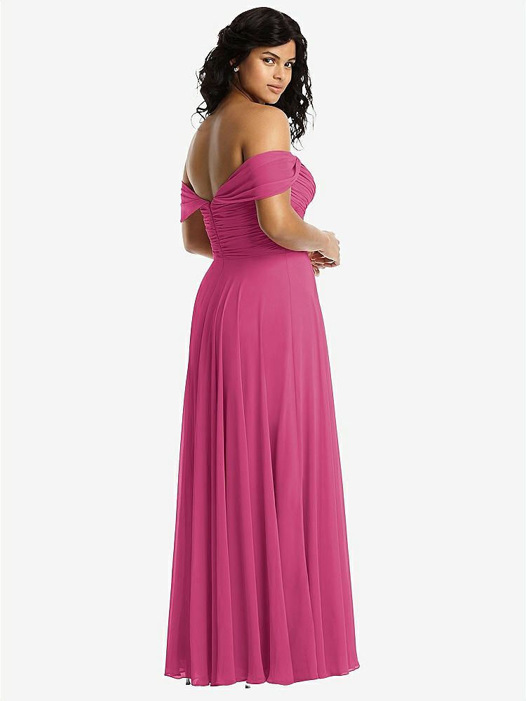 【STYLE: 2970】Off-the-Shoulder Draped Chiffon Maxi Dress【COLOR: Tea Rose】