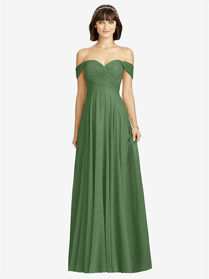 【STYLE: 2970】Off-the-Shoulder Draped Chiffon Maxi Dress【COLOR: Vineyard Green】