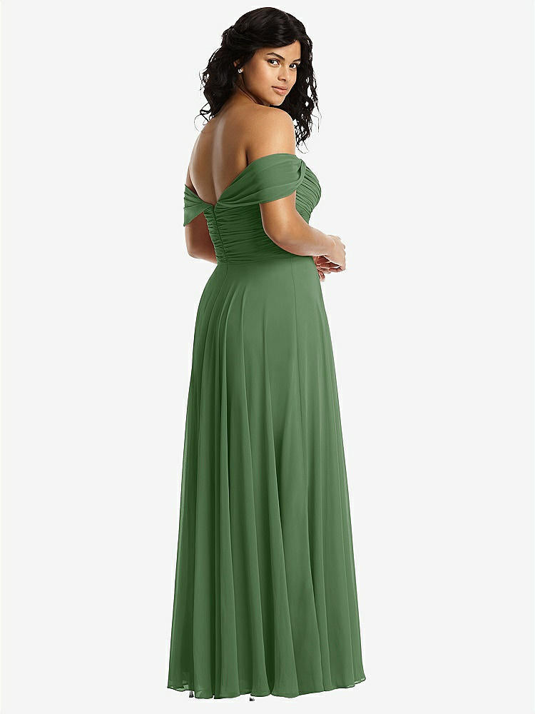 【STYLE: 2970】Off-the-Shoulder Draped Chiffon Maxi Dress【COLOR: Vineyard Green】