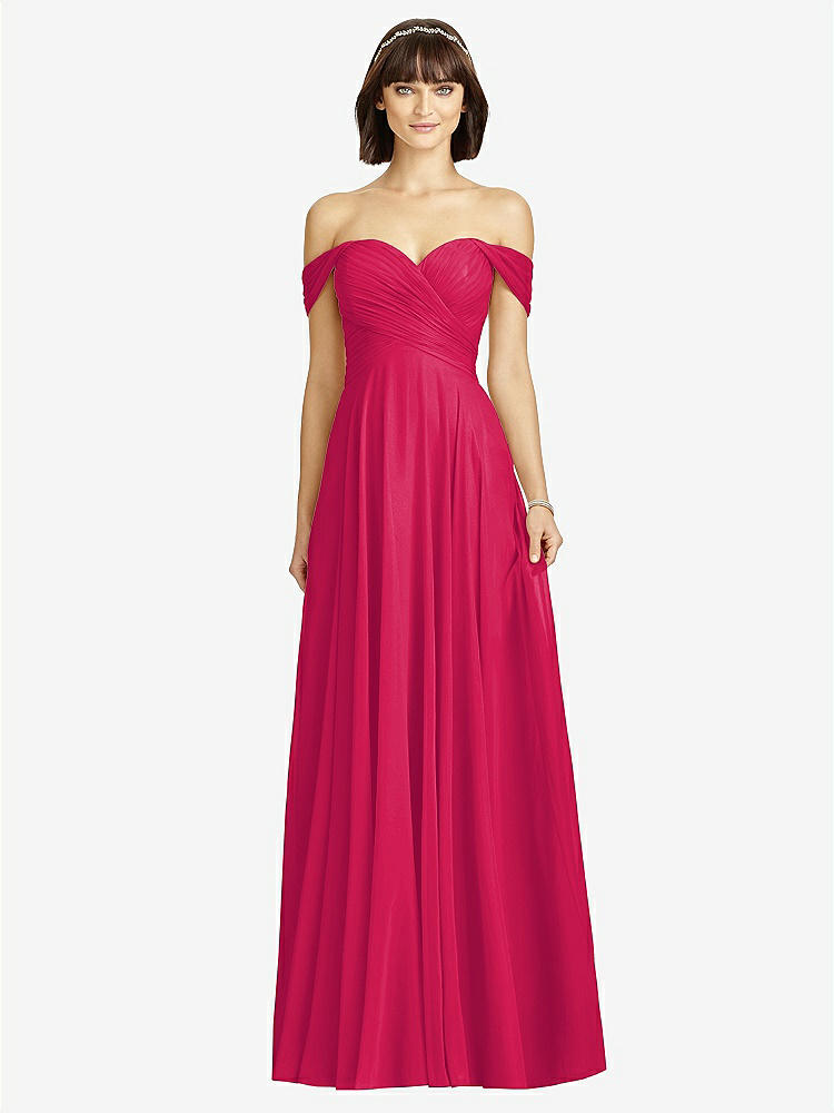 【STYLE: 2970】Off-the-Shoulder Draped Chiffon Maxi Dress【COLOR: Vivid Pink】